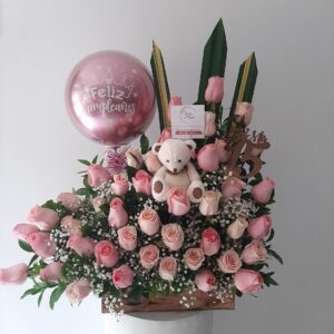 Arreglo Rosas Osito Globo