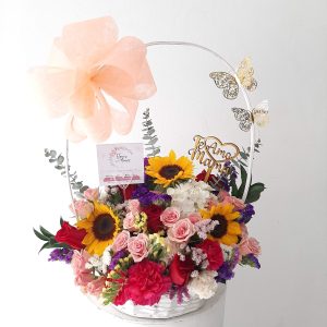 Canasta Rosas Girasoles